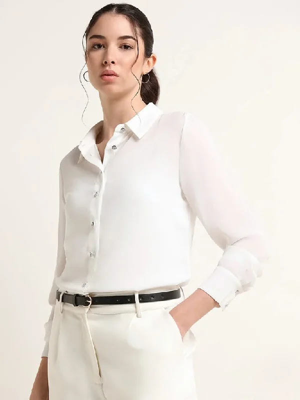 Elastic Waist Women Shorts for Easy Wear and ComfortWardrobe Solid White Shirt