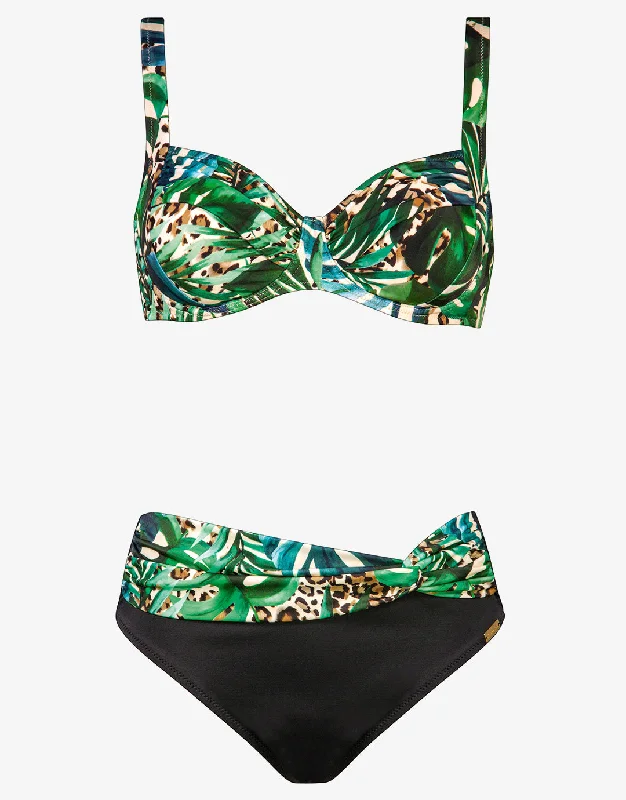 Long - line bikini top for added support and a fashionable lookGreen Tiger Underwired Bikini Set