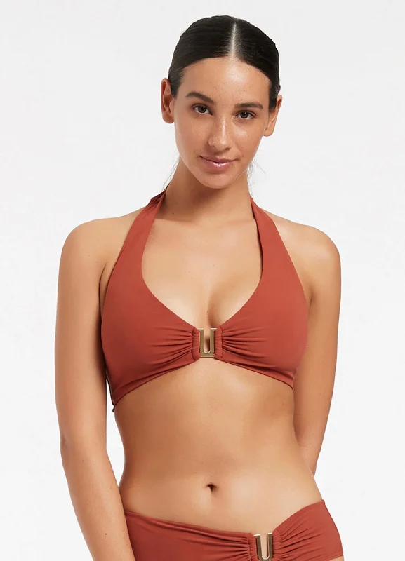 High - performance bikini with quick - drying fabric for active swimmersJetset D-Dd Halter Top - Russet