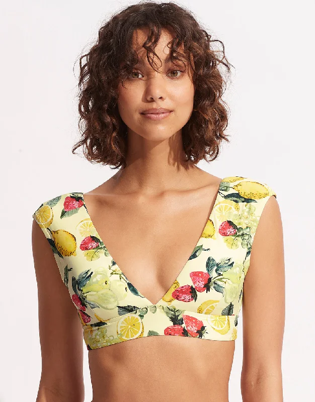 Lace - trimmed bikini for an elegant and romantic touchLemoncello Cap Sleeve Bikini Top - Lemoncello