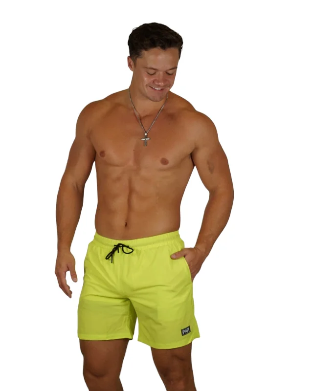 Convertible bikini that can be worn in multiple styles for versatilityPAPI MEN TRUNKS 5.5" & 7.5" STRETCH-NEON YELLOW