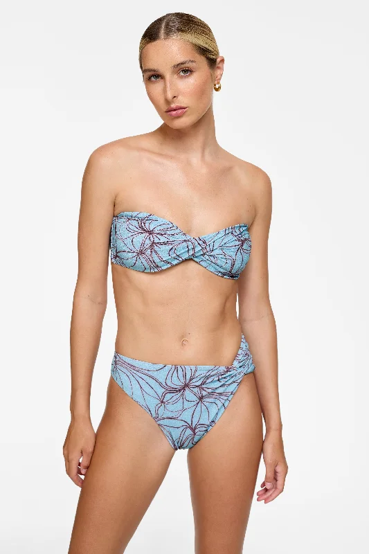 Maternity bikini for expecting mothers to enjoy the beach comfortablyQuinn Top - Denim Flower Lines